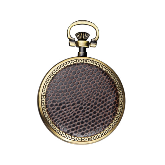 Bronze Open Face Mechenical Pocket Watch with Black Dial and Matching Chain