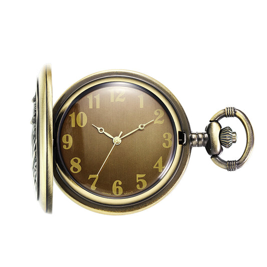 Bronze Deer Quartz Pocket Watch with Chain