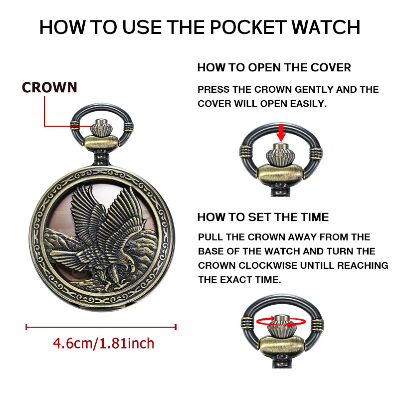 Bronze Eagle Quartz Pocket Watch