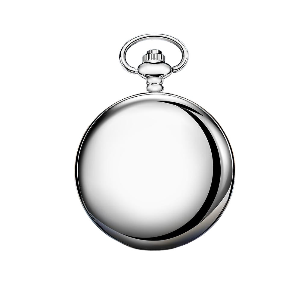Silver Quartz Pocket Watch with Hollow Flower-Designed Case