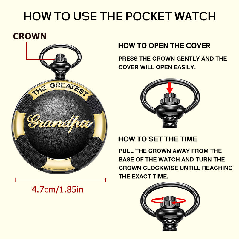 Classic Gift for Grandpa, Quartz Pocket Watch with Chain