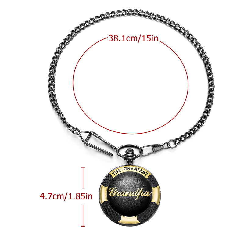 Classic Gift for Grandpa, Quartz Pocket Watch with Chain