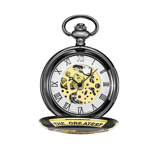 Classic Gift for Father, Quartz Pocket Watch with Chain